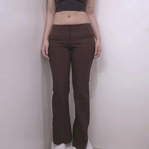 Guess Jeans Brown Striped Low-Waist Bootcut Trousers